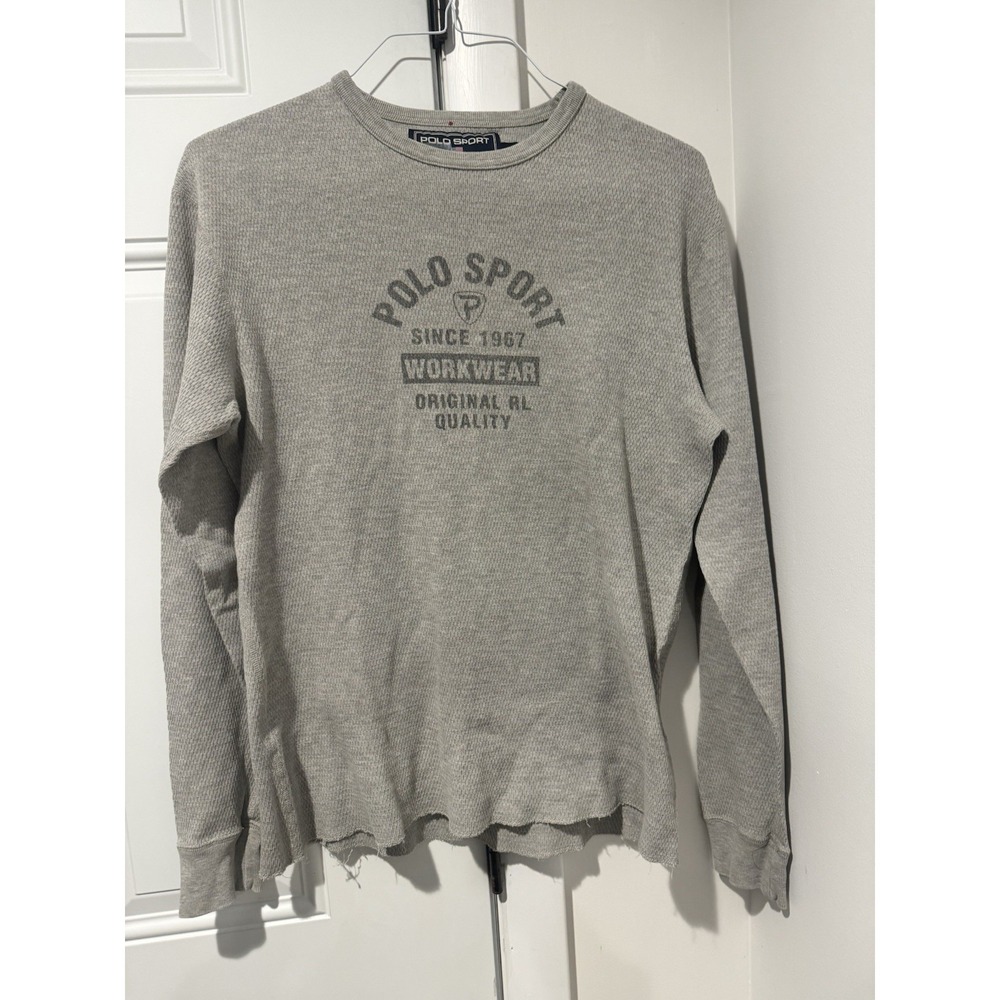 Vintage Polo Sport Ralph Lauren Men's Gray Thermal Shirt L Workwear Base Layer